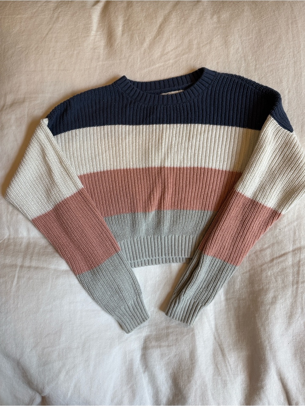 Hollister Colorblock Crewneck Sweater - Navy, Cream, Dusty Rose, Sage